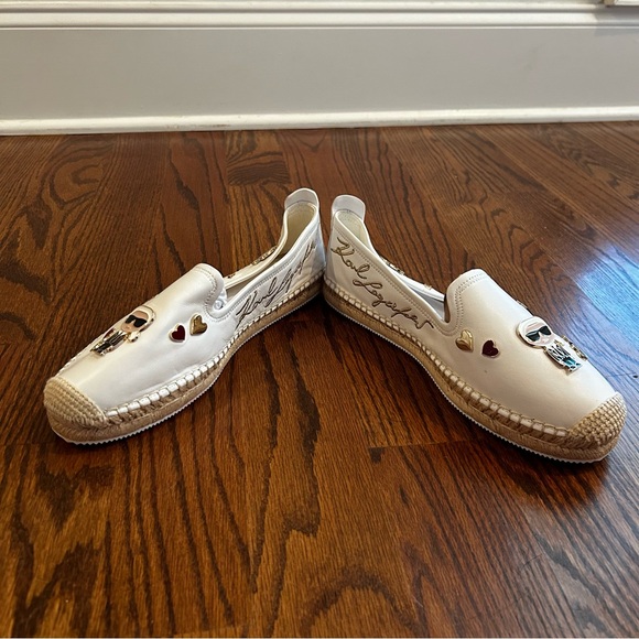 Karl Lagerfeld Michaela White Round Toe Slip-On Espadrilles | size 11 - Picture 5 of 8